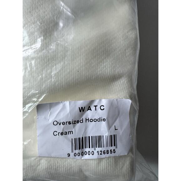 WATC Studios Oversized Pullover Hoodie Made In Portugal Size Large NEW! Cream - Picture 4 of 6